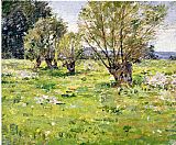 Theodore Robinson Canvas Paintings - Willows and Wildflowers